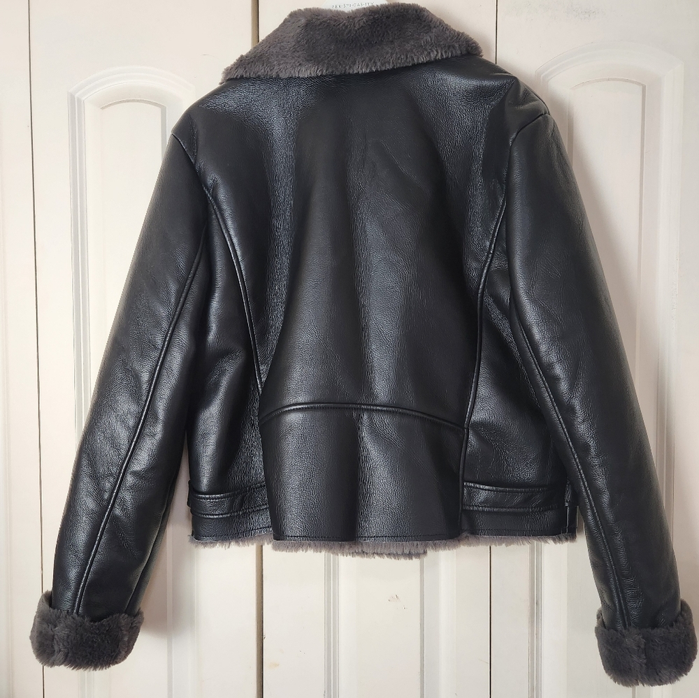a.n.a Midweight Fur Lined Motorcycle Jacket size XL/16 - Picture 6 of 12